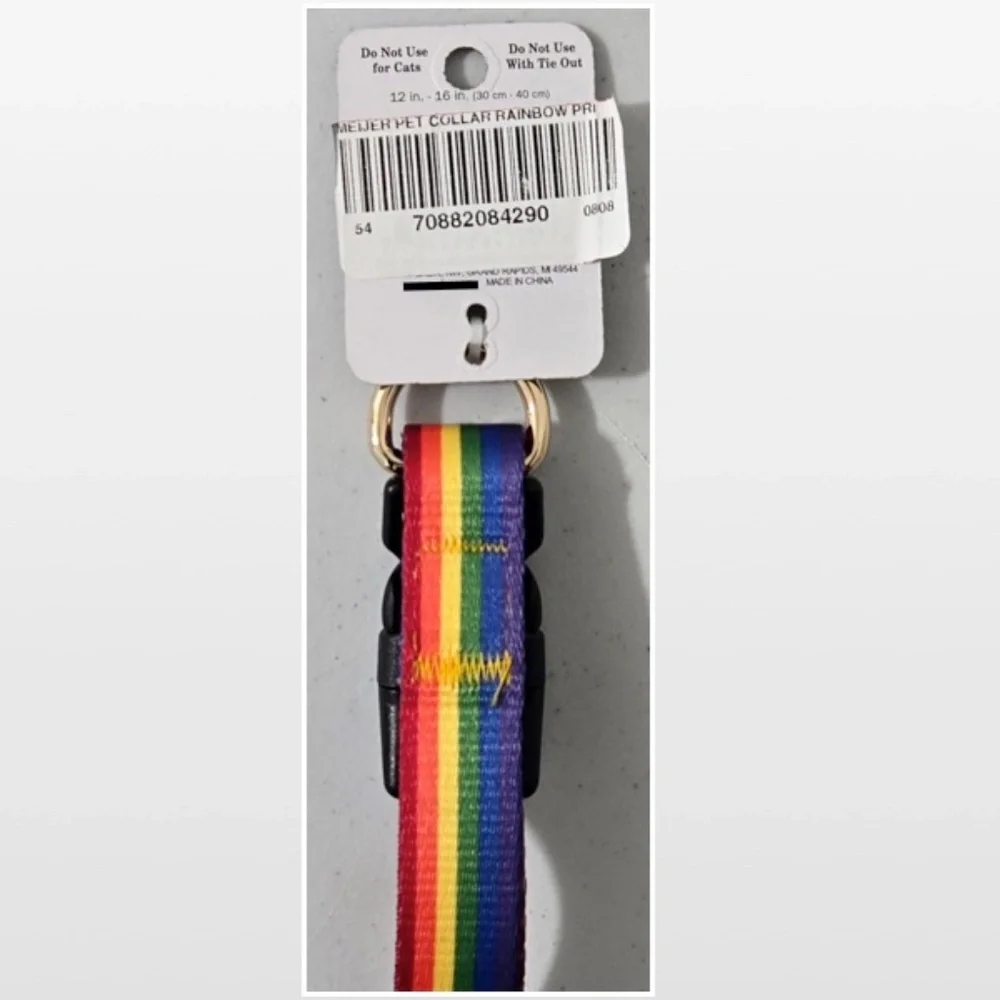 New Pet Dog Collar Adjustable Pet Animal Rainbow Pride NWT